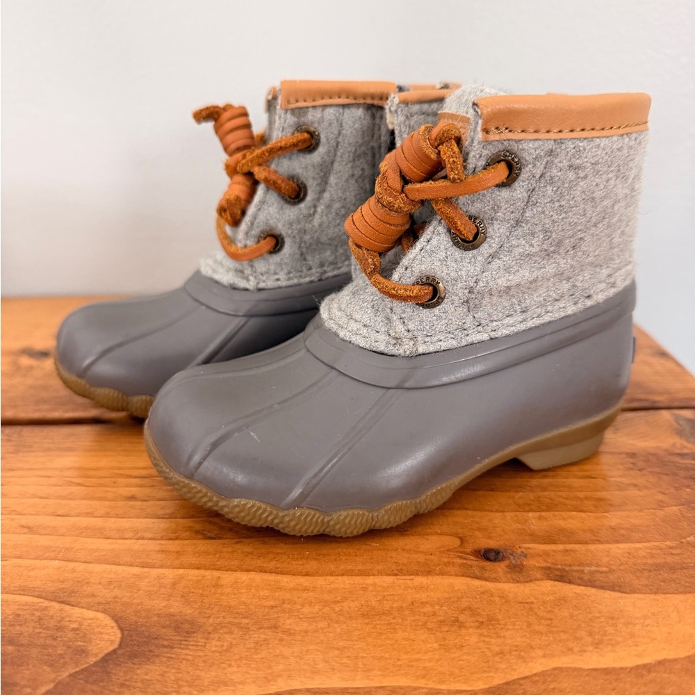 Sperry Gray and Tan Kids Shoes